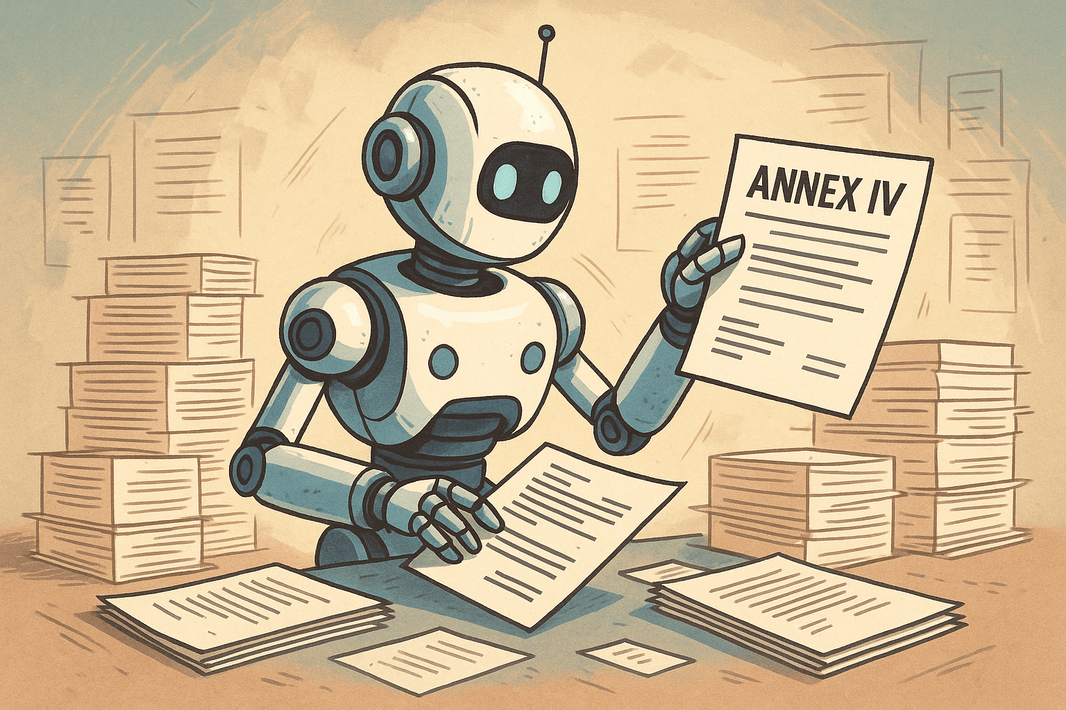 Robot automatically generating EU AI Act Annex IV documentation